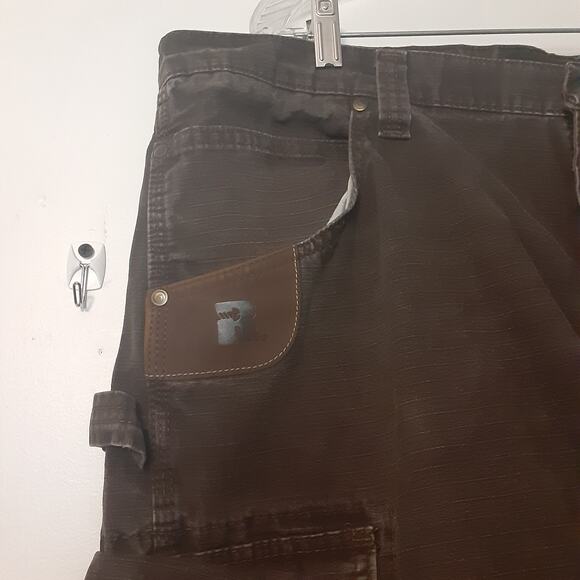 Wrangler RIGGS Mens 40x32 Canvas Double Front Knee Cargo Pants Green - Picture 2 of 11